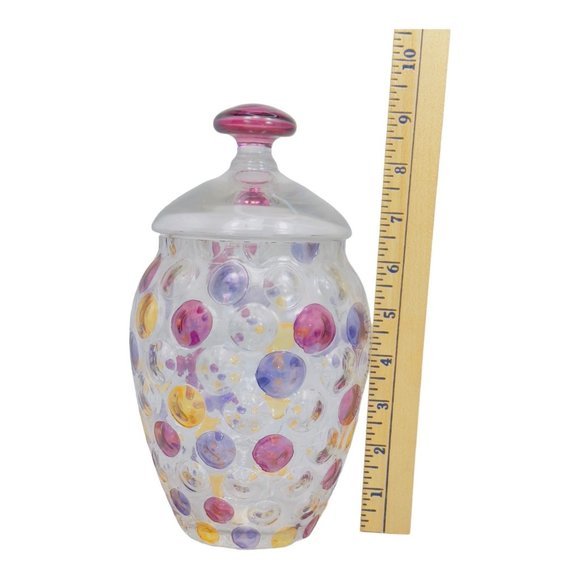 Bohemia Crystal Jar Coin Spot Design With Lid 9" - Picture 6 of 8